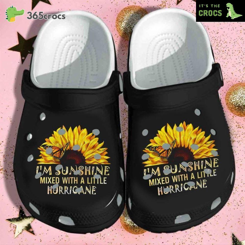 Sunflower I M Sunshine Mixed With A Little Hurricane Crocs Clog Shoes