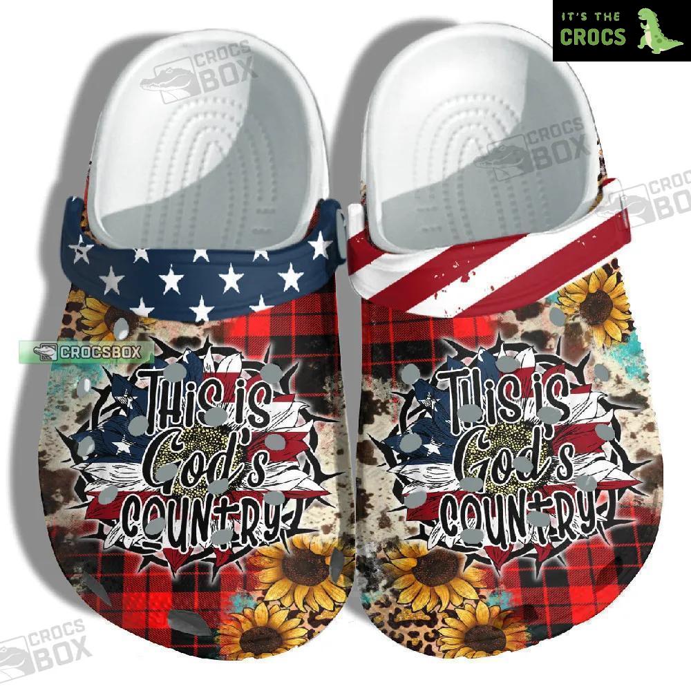 Sunflower Leopard This Is Gods Country 4Th Of July Crocs Shoes