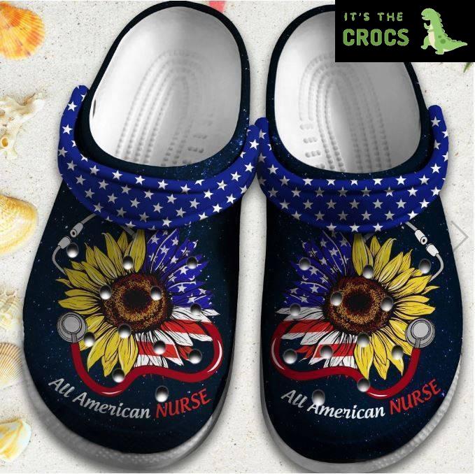 Sunflower Nurse Usa Flag Shoes 4Th Of July – All American Nurse Outdoor Shoe Birthday Gift For Men Women Nurse