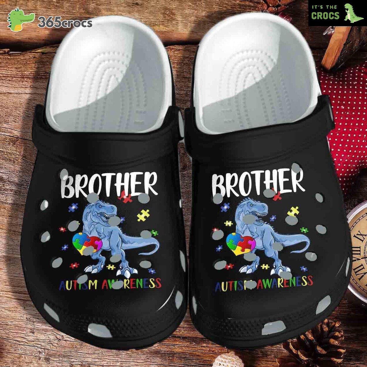 Support the Cause Autism TRex Dino Brother Classic Clog Footwear Design