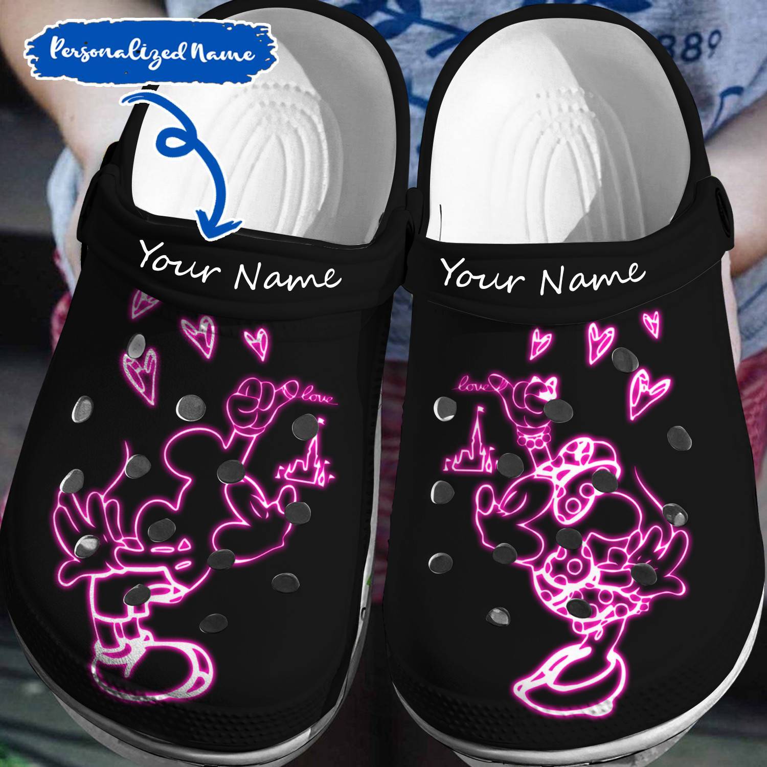 Tailor – Made Disney Fun: Personalized Mickey Minnie Crocs 3D Clog Shoes