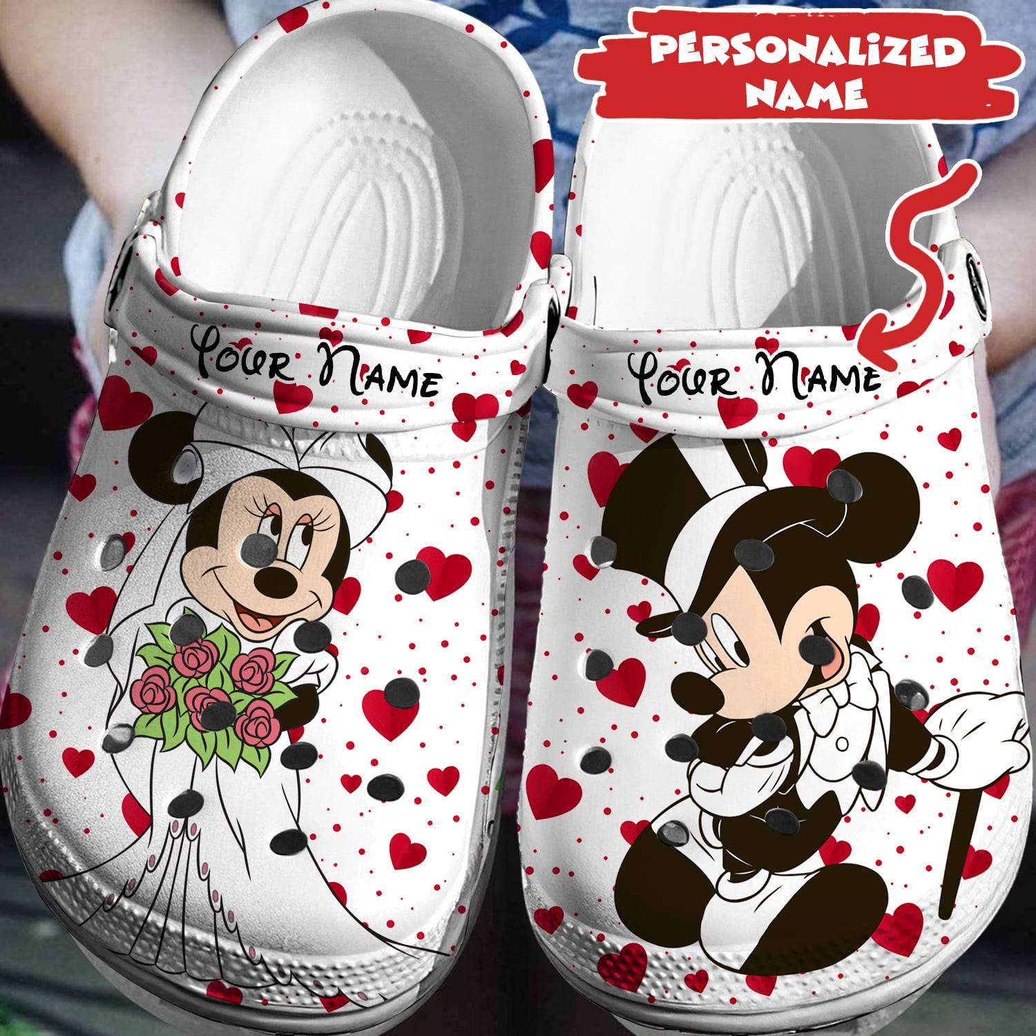 Tailor Your Disney Style: Personalized Mickey Minnie Crocs 3D Clog Shoes