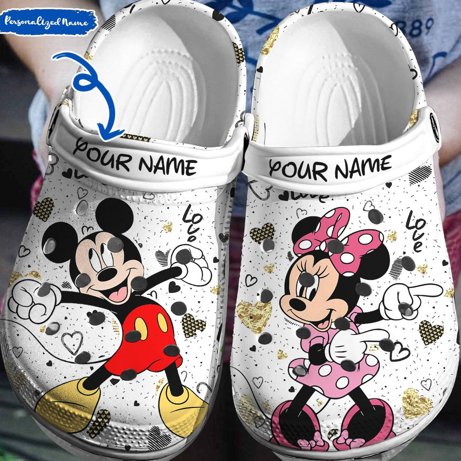 Tailored Disney Style: Personalized Mickey Minnie Crocs 3D Clog Shoes