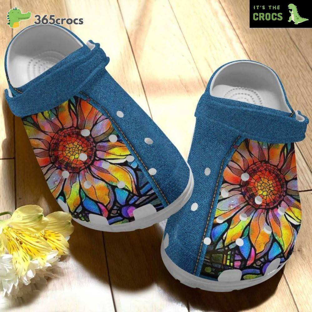 The Colorful Natural Sunflower Croc Shoes Men Women Hippie Style Presents And Santa Crocs Clog Shoes