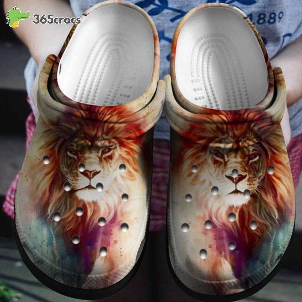 The Lion King Lion Art King Of Animal In This Forest Holiday Crocs Clog Shoes