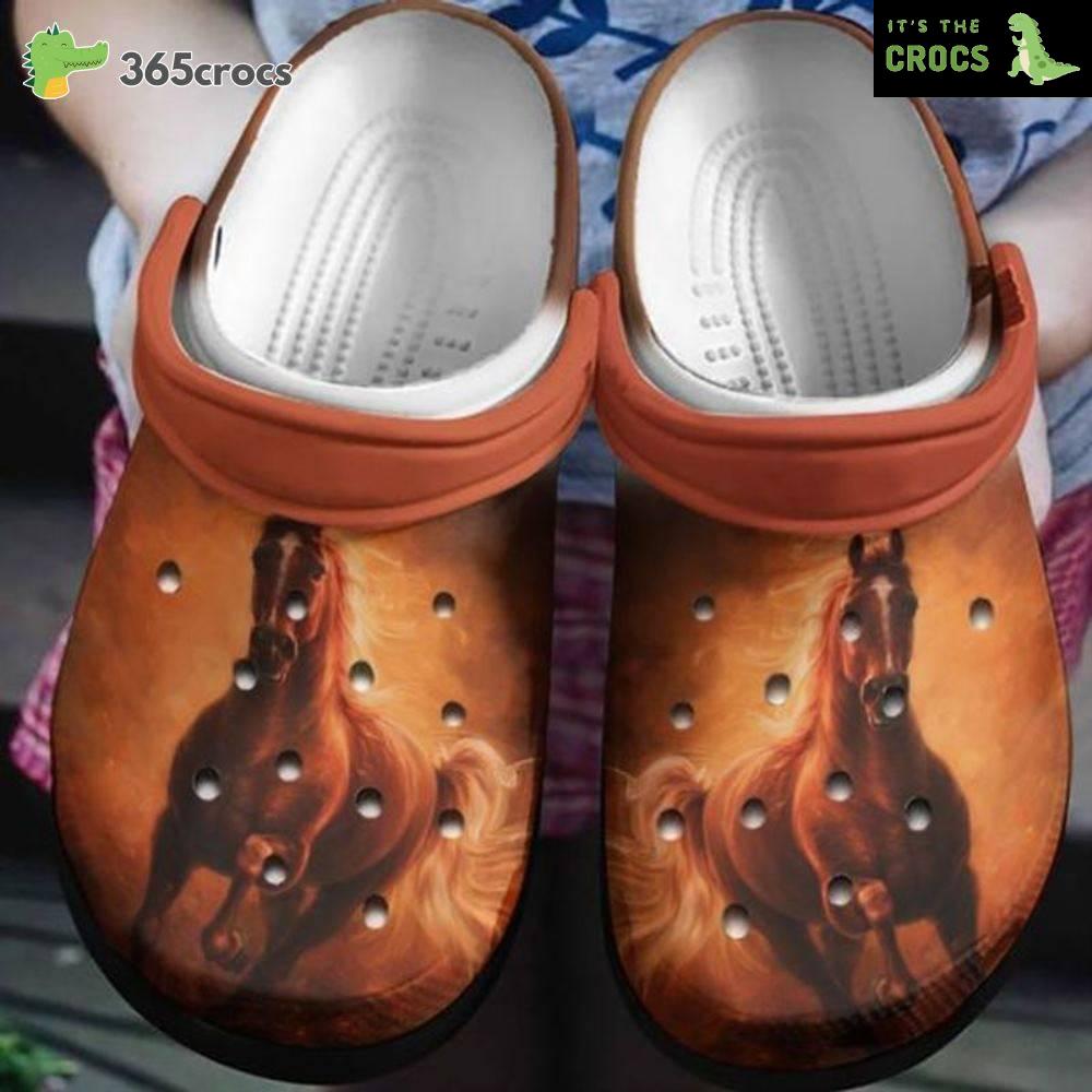 The Night Horse Shoes Clog Croc Wildlife Of Horse Natural Lover Animal Lover Nice Crocs Clog Shoes