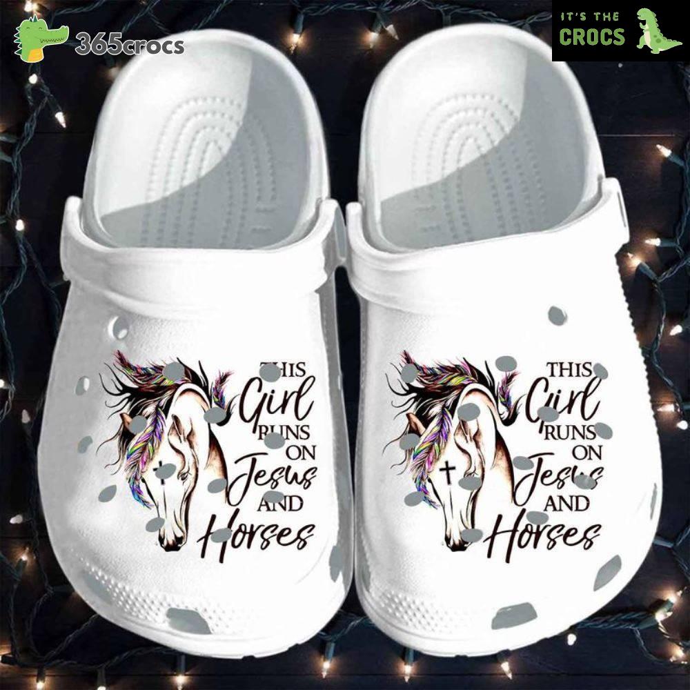 This Girl Runs On Jesus And Horses For Horse Lovers Crocs Clog Shoes