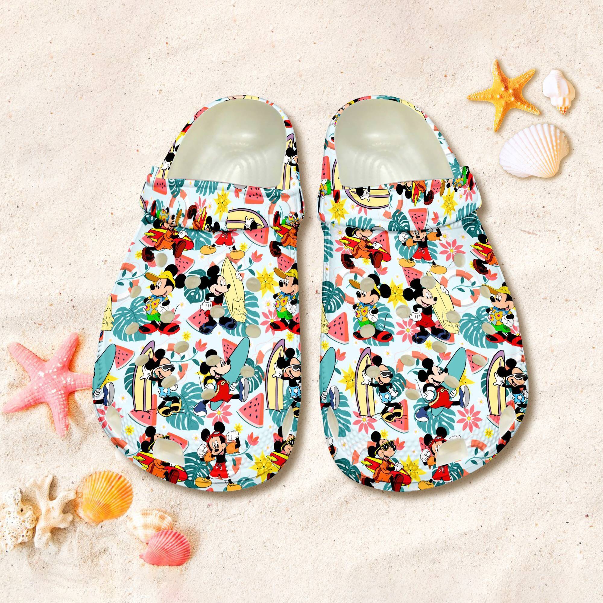 Tropical Mickey Mouse Aloha Disneyland Summer Beach Vacation Clog Shoes