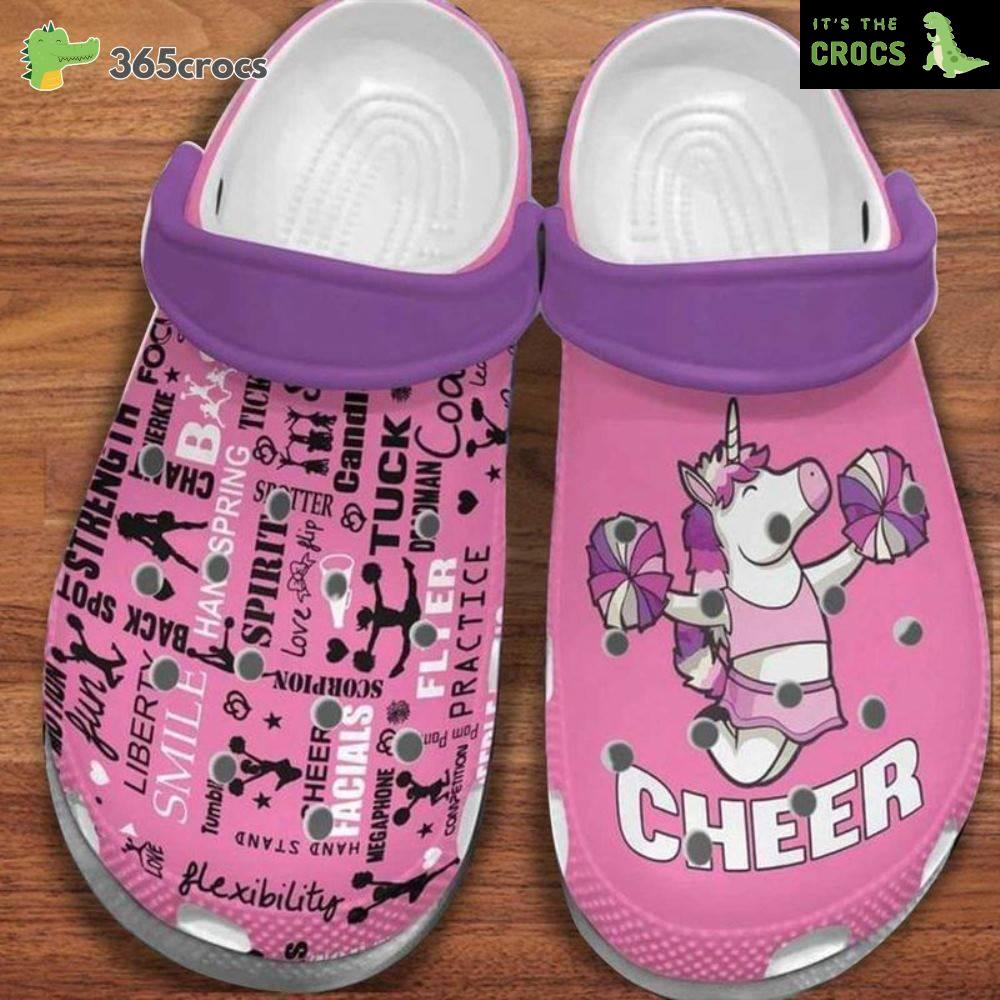 Unicorn Cheer Smile Flexibility Practice Cute Unisex Croc Unicorn Lovers Crocs Clog Shoes