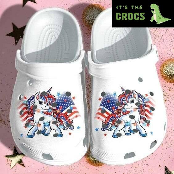 Unicorn Usa American Flag 4Th Of July Crocs Crocband Clogs