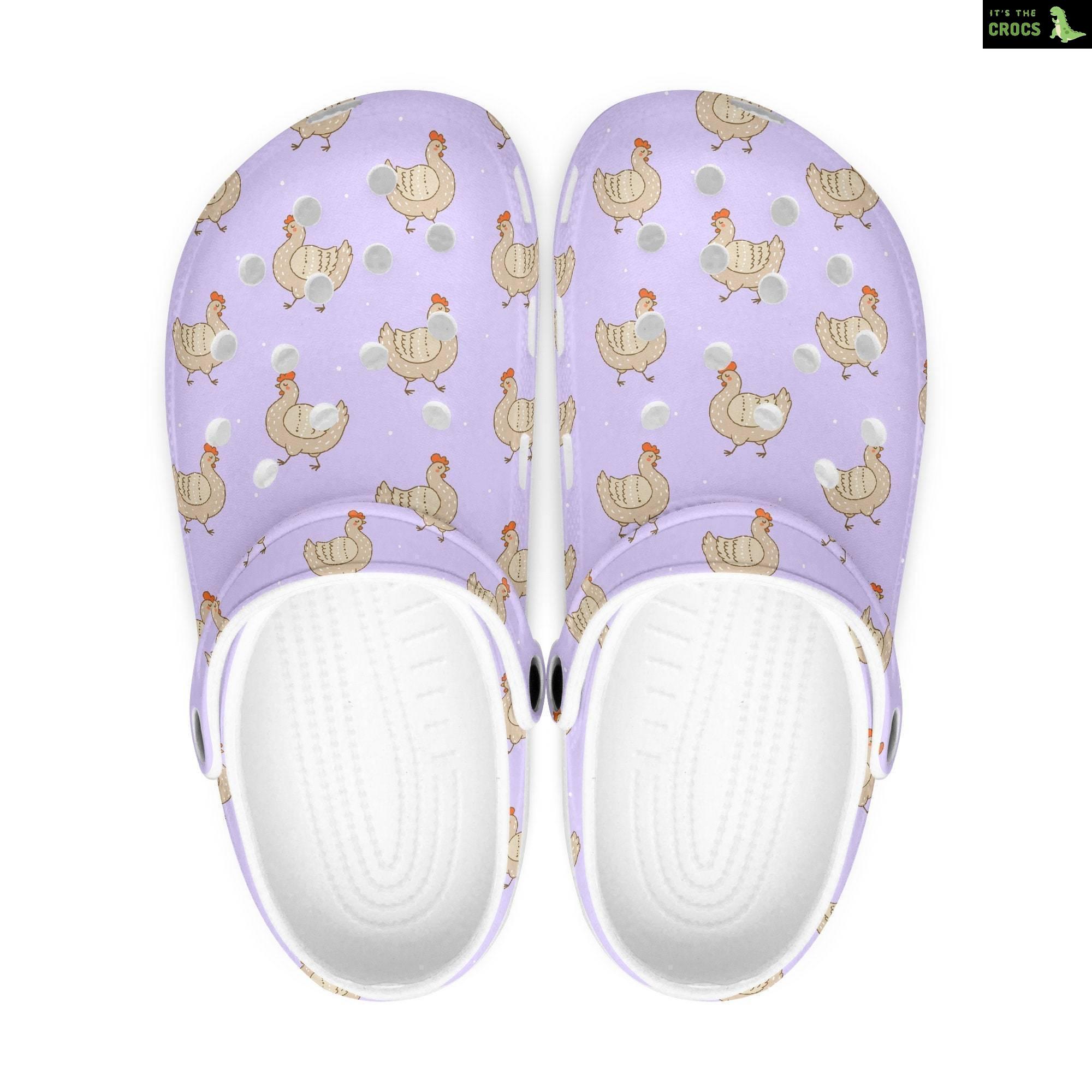 Unisex Chicken Clogs Crocs, Purple Chickens Shoes, Slippers Garden Shoes