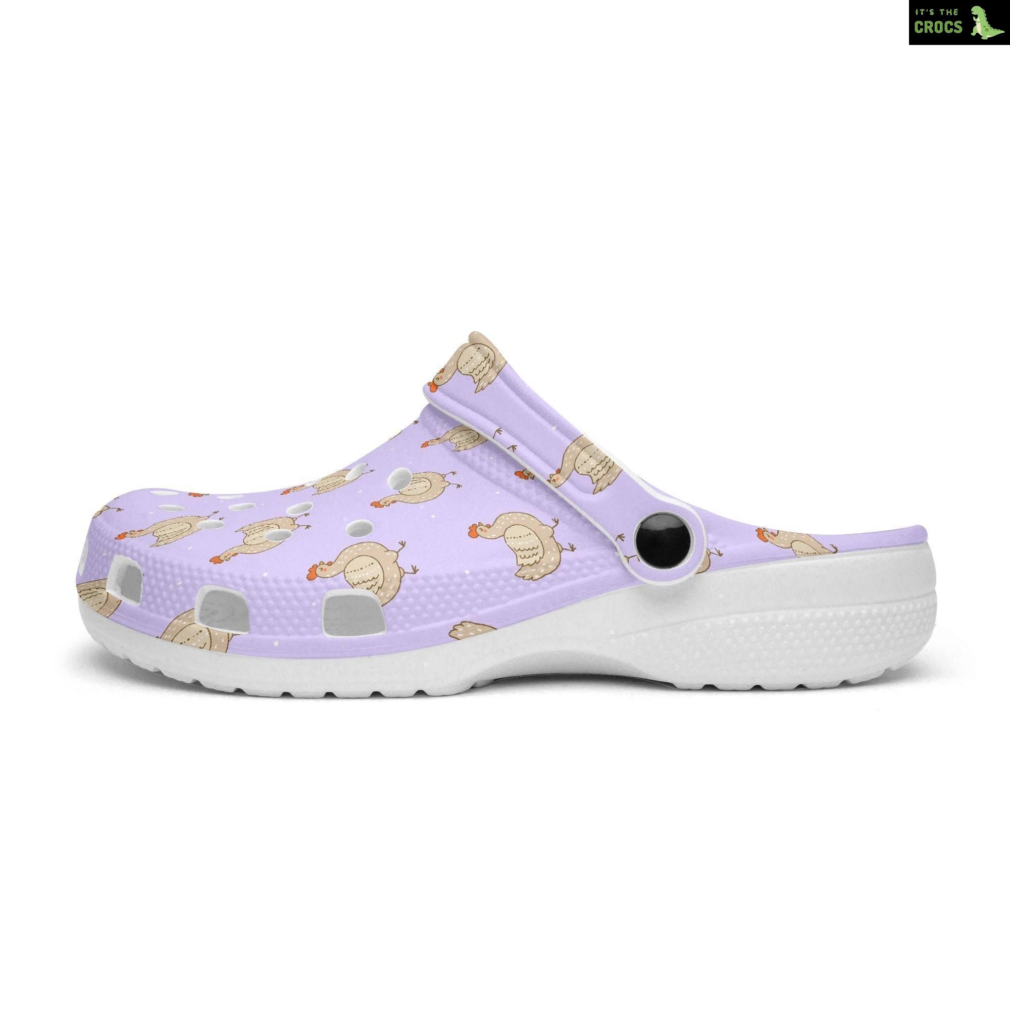 Unisex Chicken Clogs Crocs, Purple Chickens Shoes, Slippers Garden Shoes