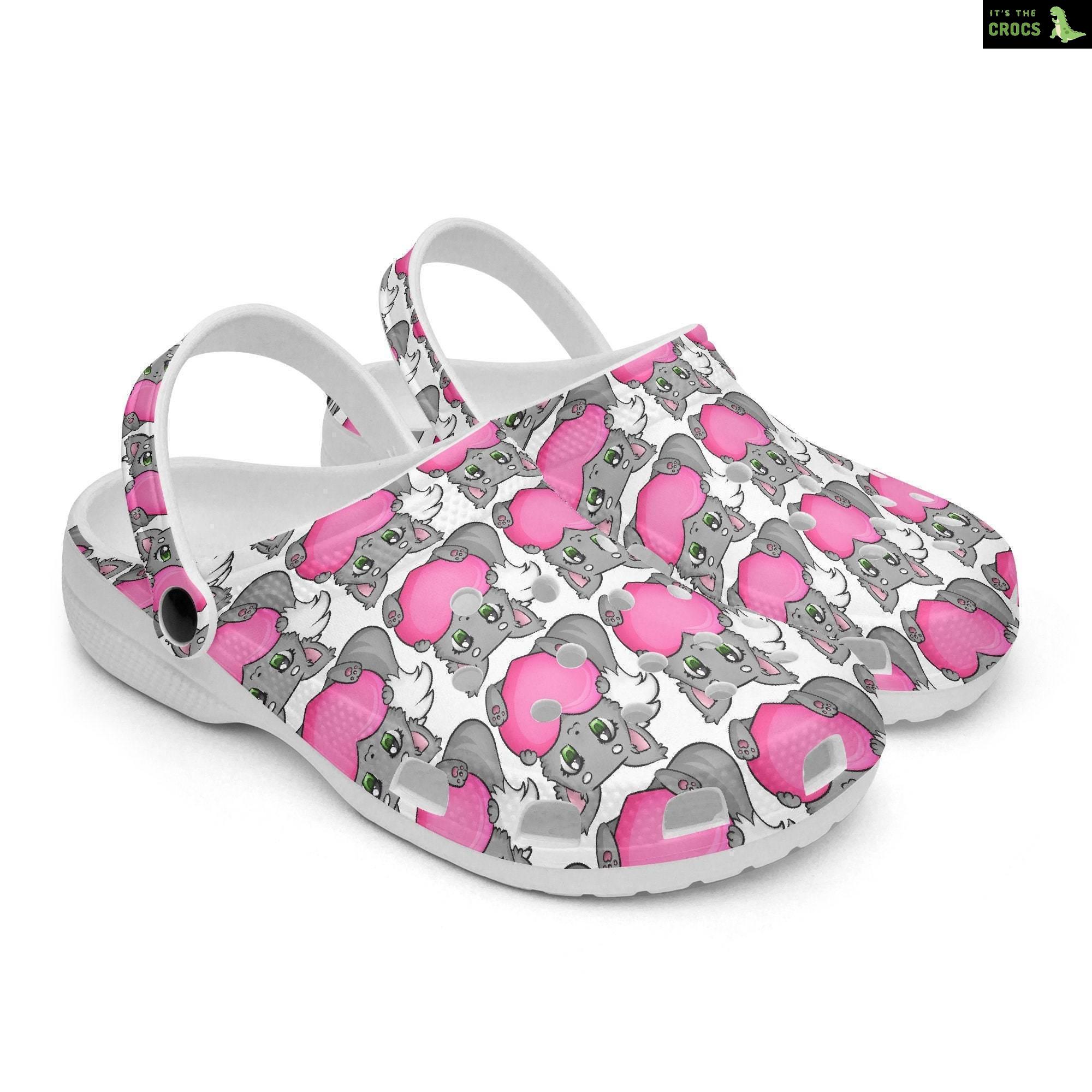 Unisex Crocclogs Cool Love Hearts Cats Kittens Pink Vibes Hippie Groovy Retro 1950S, 1980S, Crazy Pastel Kittens