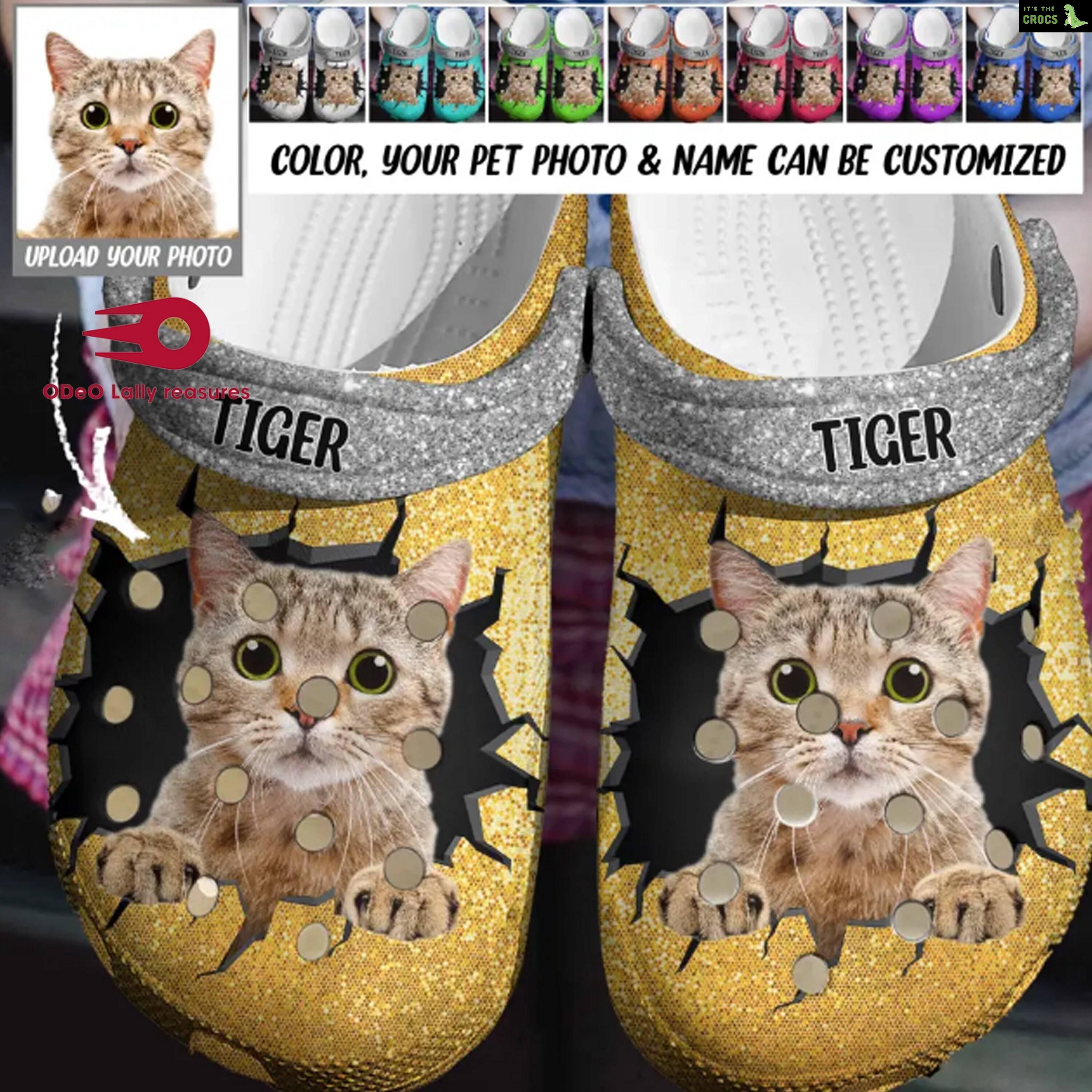 Upload Cat Photo Clogs Fall Season Cat Lover Appreciation Gift