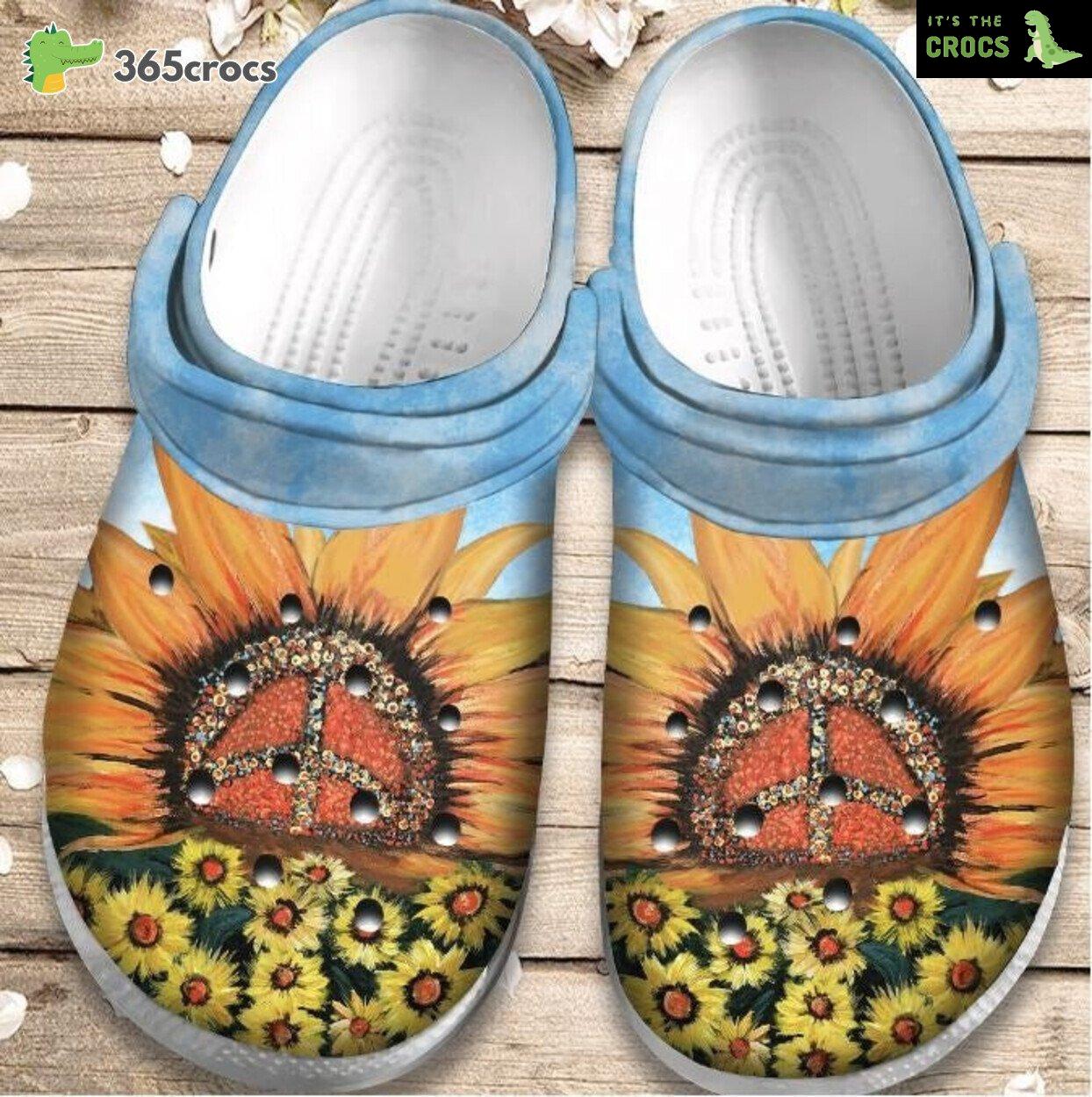 Vibrant Sunflower Garden Hippie Design on Clogs Shoes Kid Edition