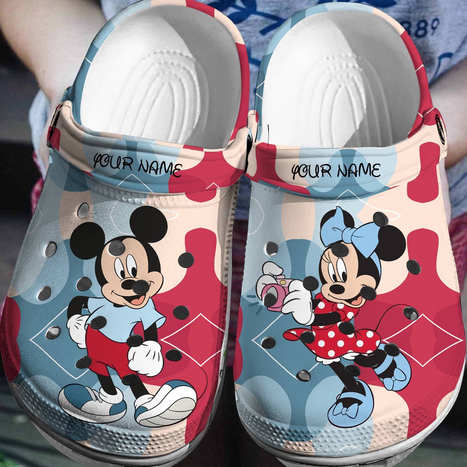 Walk in Personalized Disney Joy: Mickey Minnie Crocs 3D Clog Shoes