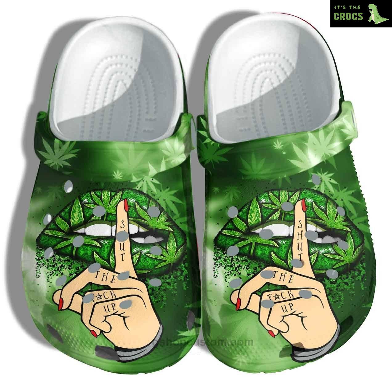Weed Lip Smoke Croc Shoes – Funny Lipstick Weed Shut Up Crocs Clogs