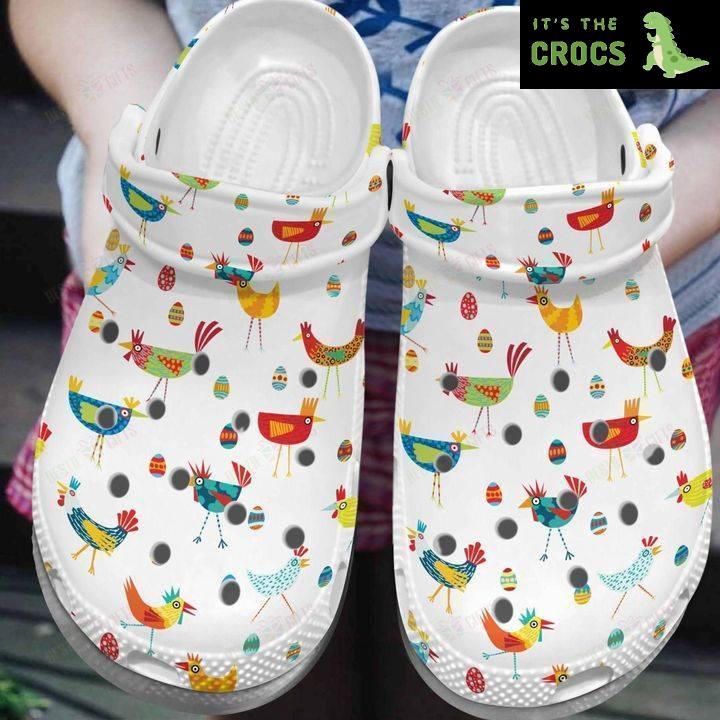 White Sole Chicken White Pattern Crocs Classic Clogs Shoes