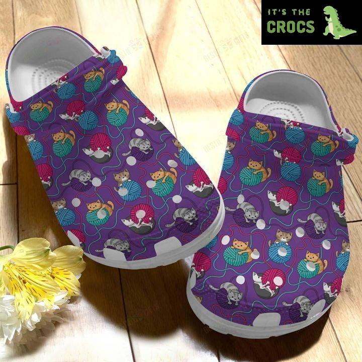 Yarn White Sole Yarn Cats Crocs Classic Clogs Shoes PANCR0395