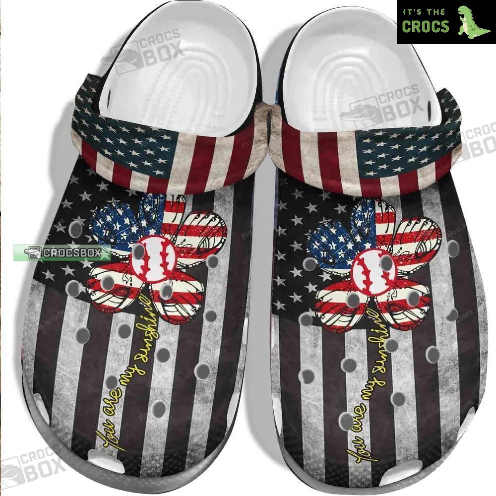 You Are My Sunshine 4Th Of July Crocs – USA Flag Baseball Crocs