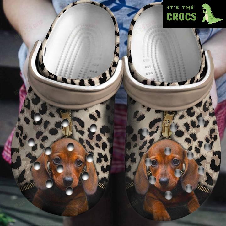 Zipper Leopard For Dachshund Lovers Crocs Classic Clogs Shoes