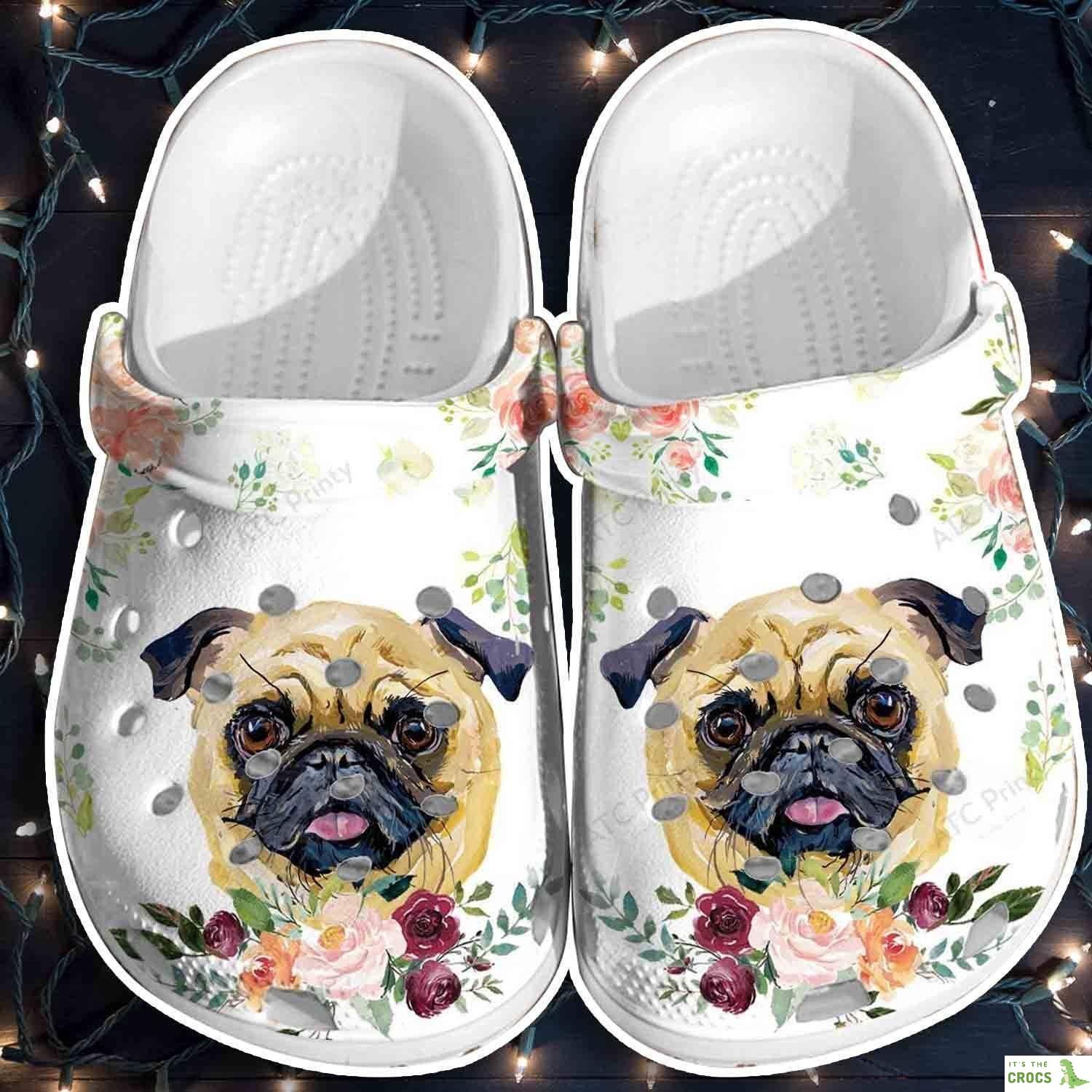 Adorable Pitbull Shoes, Roses Dog Clog Shoess Clog Gifts For Mothers Day, Unisex Classic Clogs