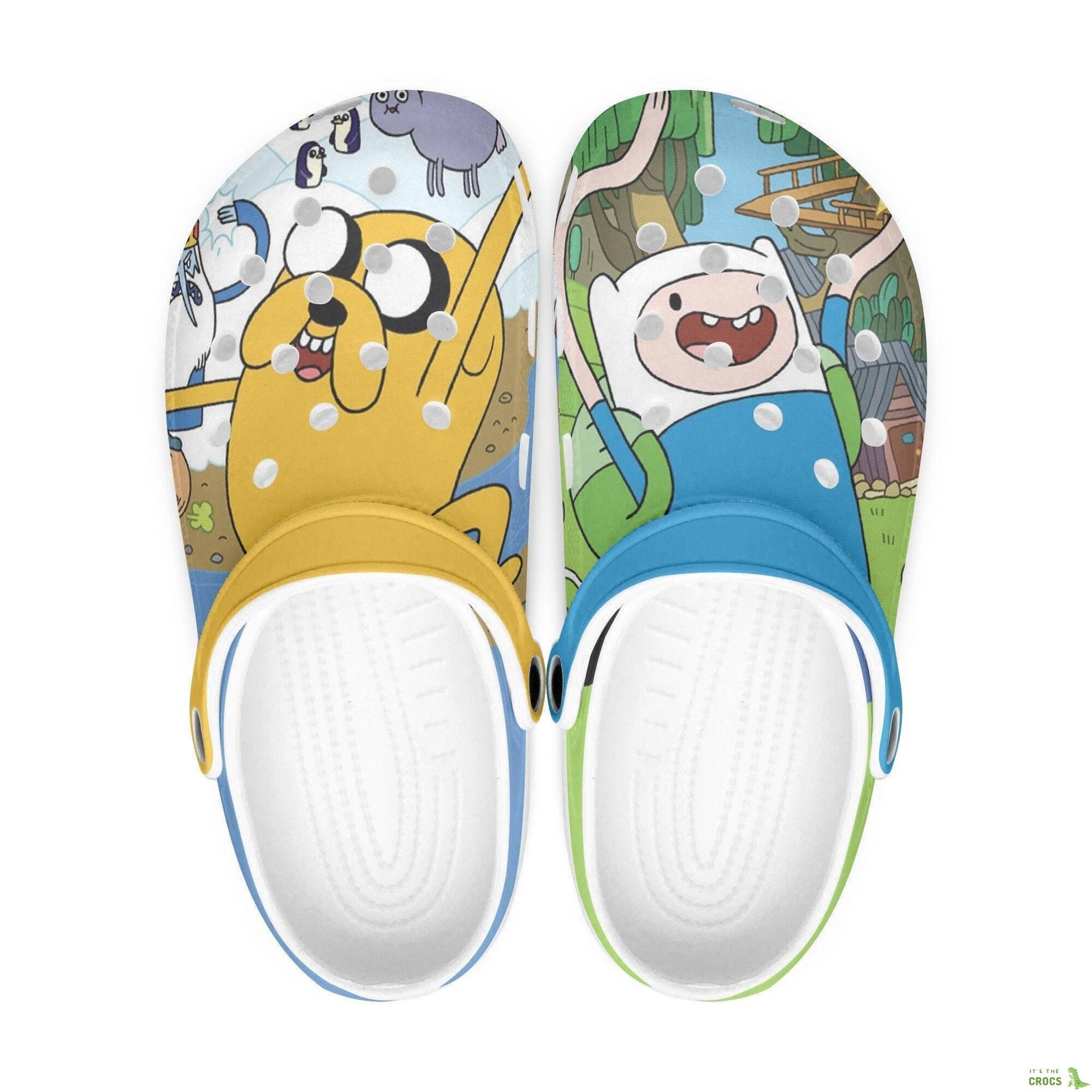 Adventure Time Clogs, Jake And Finn, Flip Flops. Birthday Gift. Custom Clogs For Men, Women And Kids