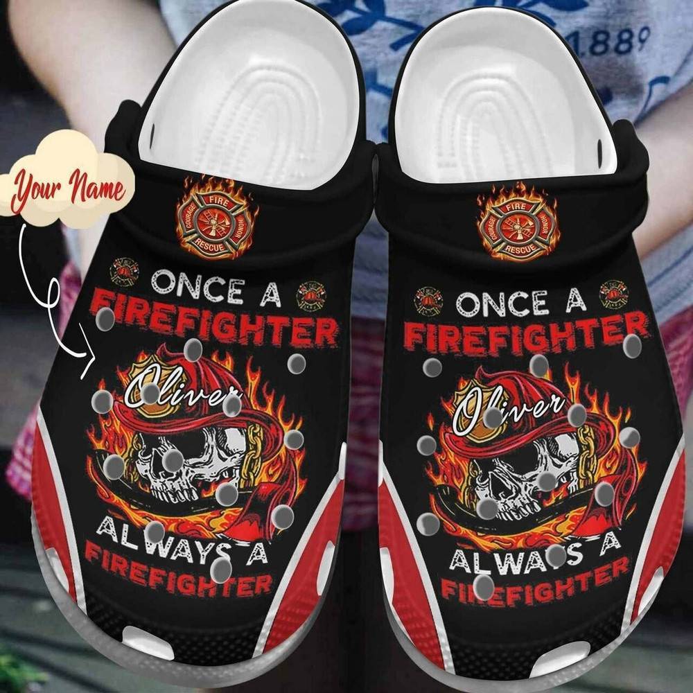 Always A Firefighter Your Name Comfortable For Mens And Womens Classic Water Rubber Crocs Clog Shoes
