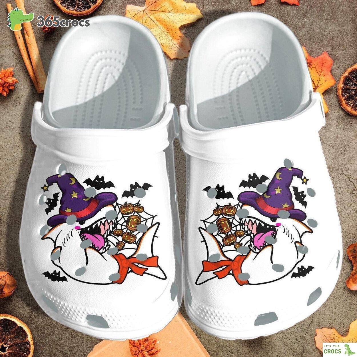Angry Shark Witch Shoes Happy Halloween Clog Birthday Gift