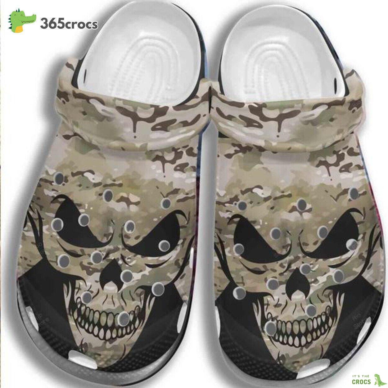 Army Skull clog Shoesshoes Crocbland Clog Gifts For Men Son Father Day