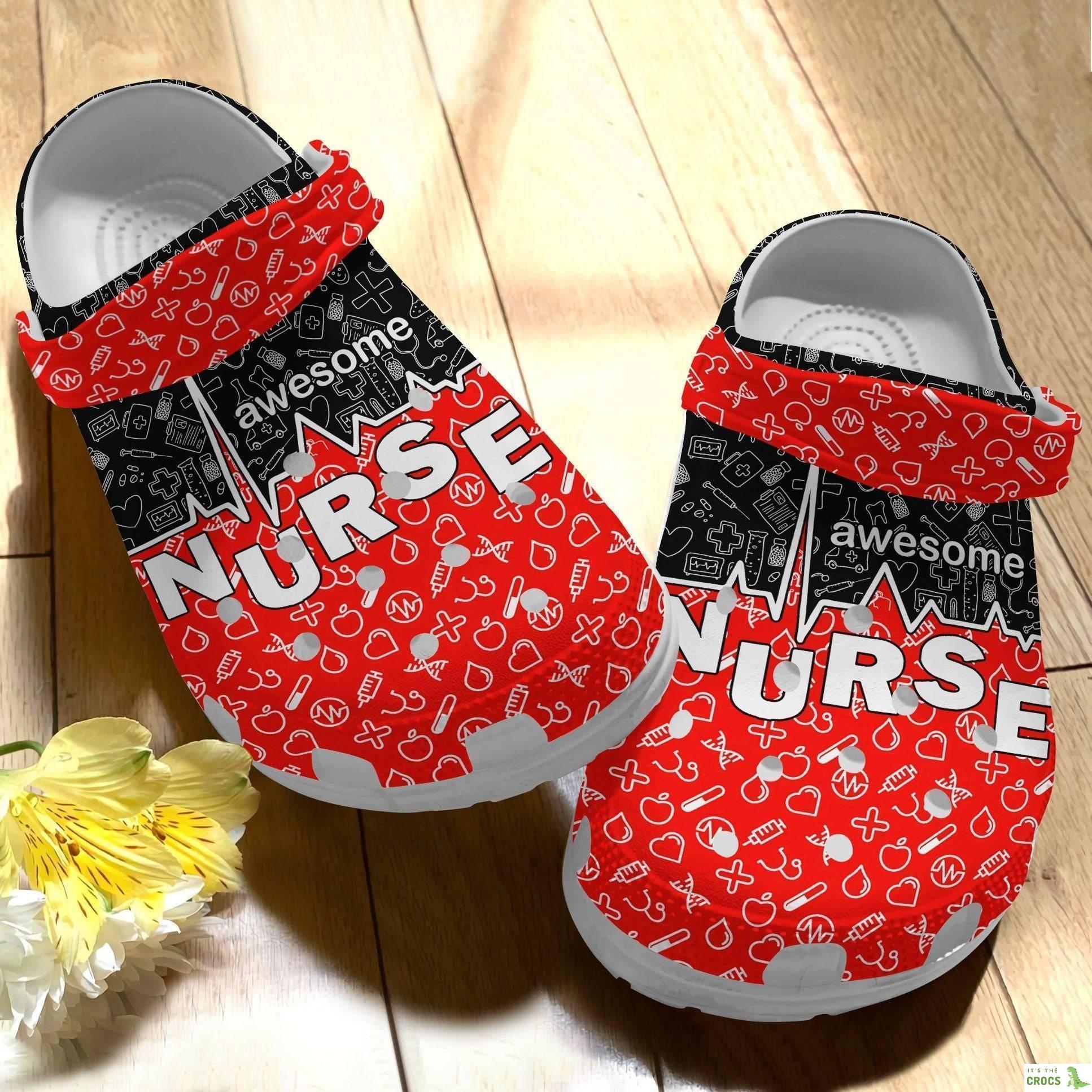Awesome Nurses Crocs Shoes – Proud Of Nurse clog Birthday Gift For Women Men