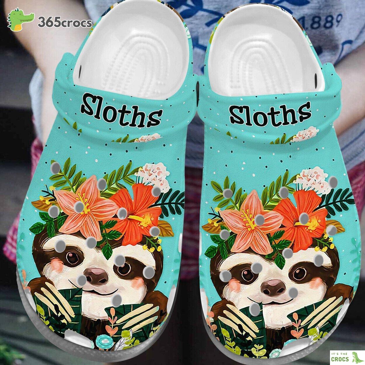 Baby Sloth Flower Crown Adorable Animal Clogs Birthday Gift Girls
