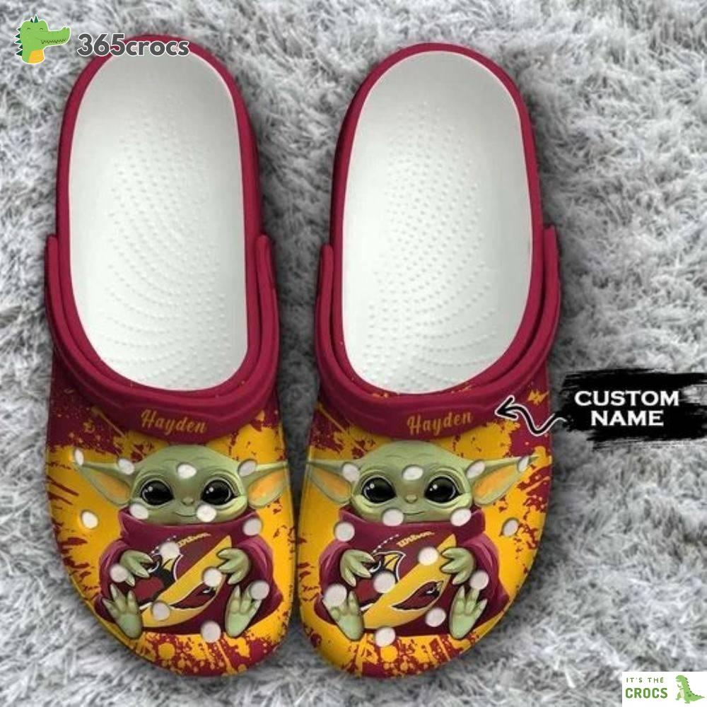 Baby Yoda Arizona Cardinals Custom Name Crocs Clog Shoes