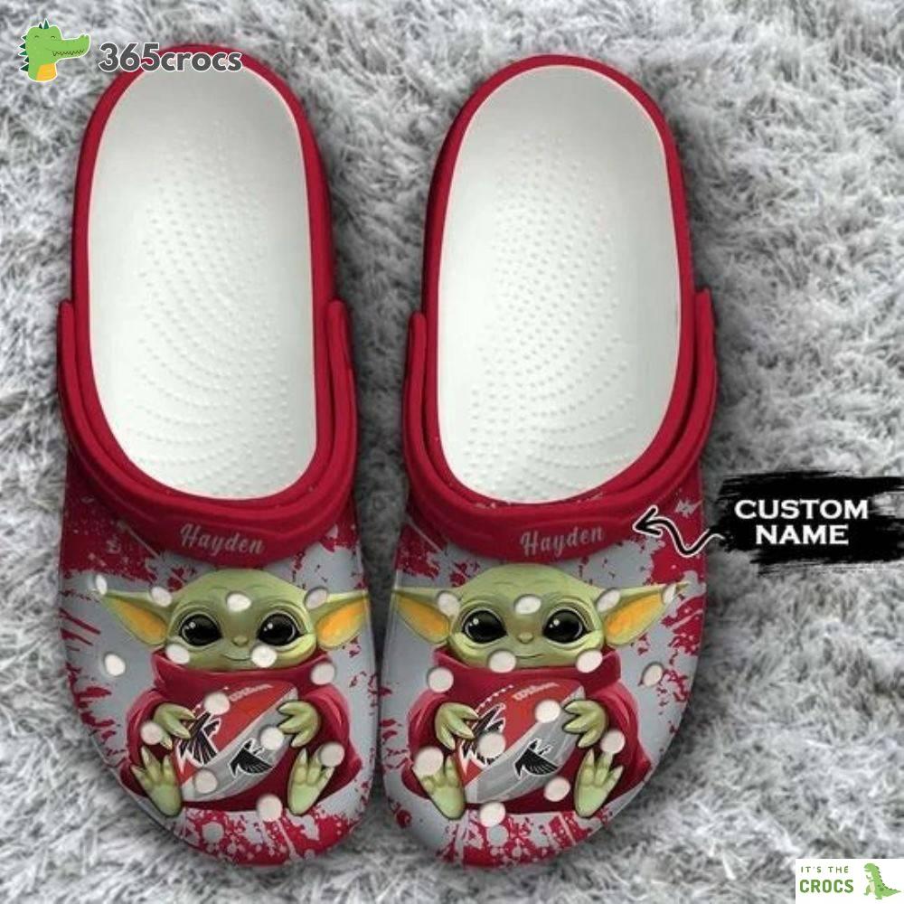 Baby Yoda Atlanta Falcons Custom Name Crocs Clog Shoes