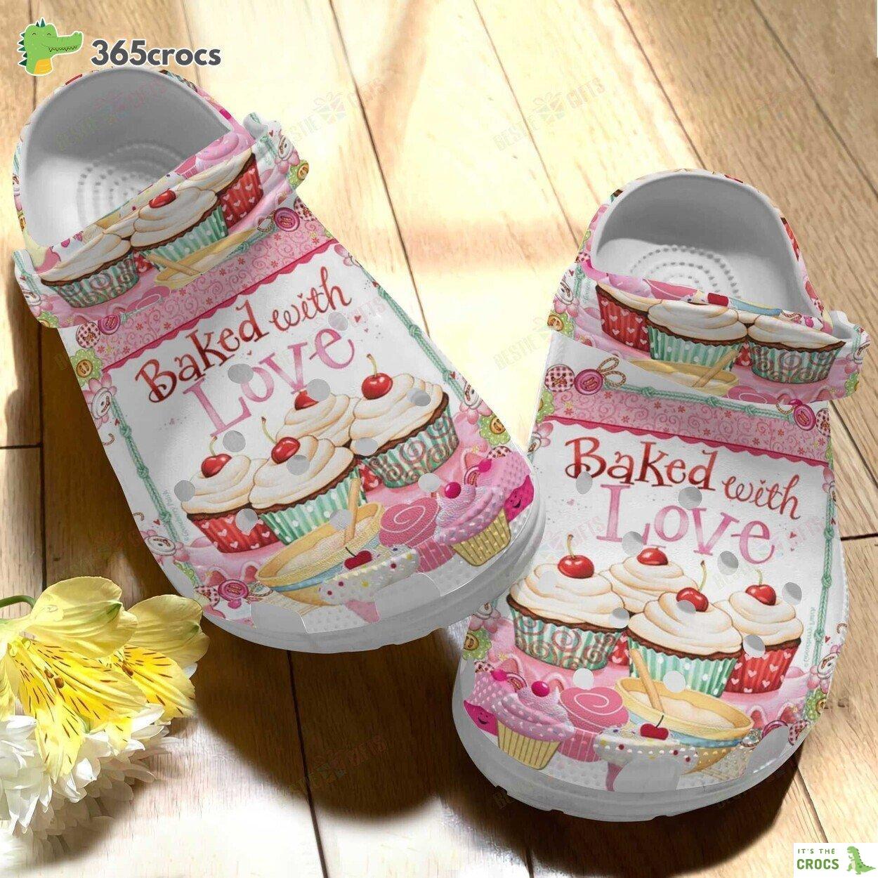 Baked With Love Theme Celebrated on Birthday Gift Clogs