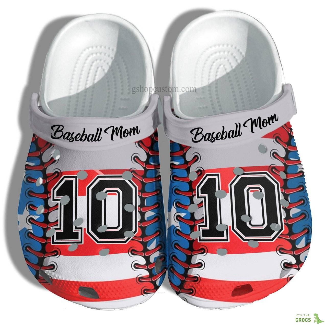 Baseball America Flag Croc Shoes Customize Name Number Player – Baseball 4Th Of July Crocs Shoes Gift Birthday Son