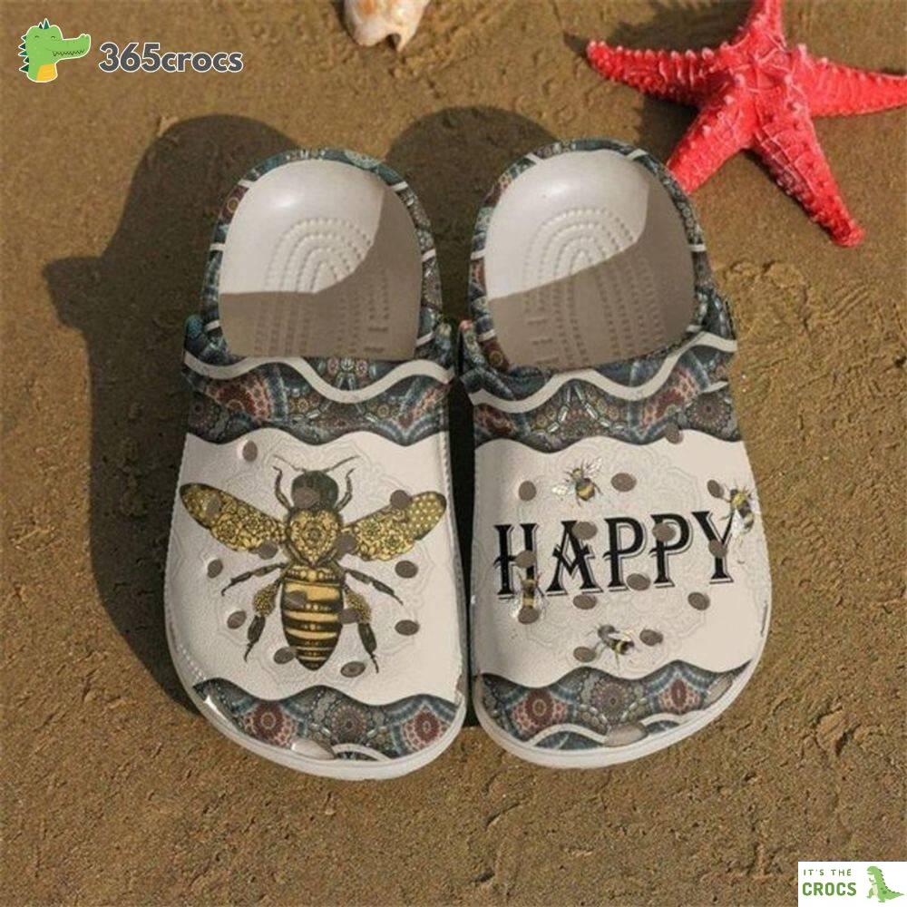 Bee Bee Happy Mandala Bee Happy Lovers Valentines Crocs Clog Shoes