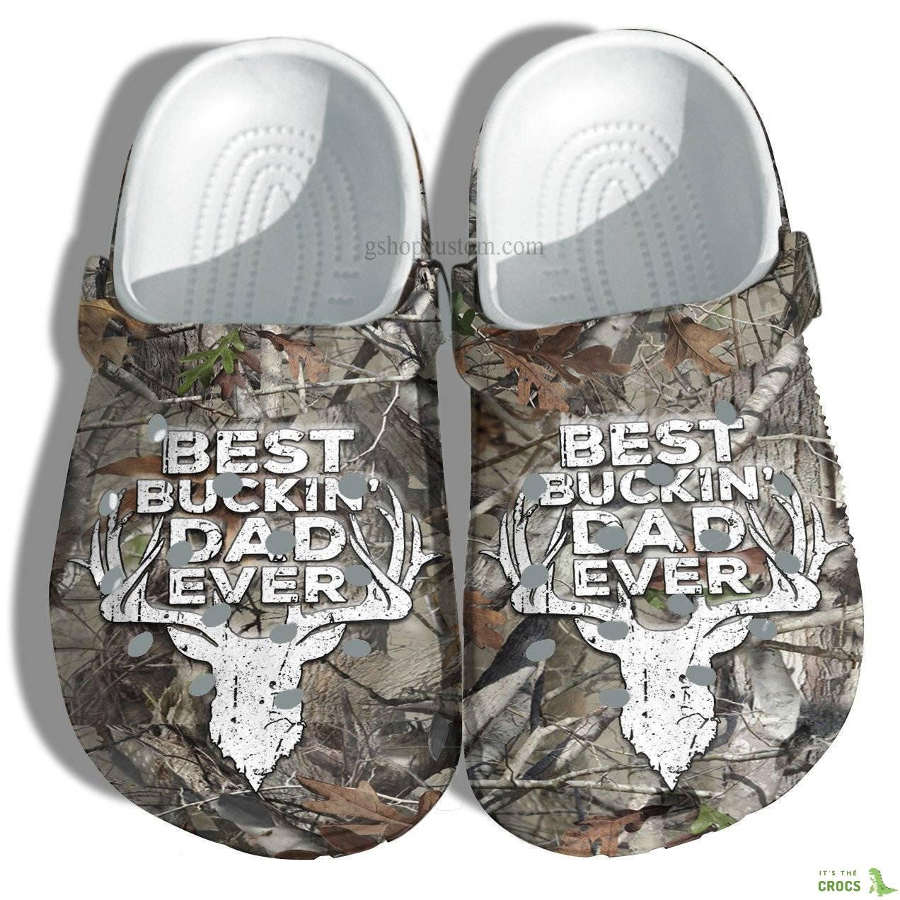 Best Buckin Dad Ever Deer Hunter Croc Shoes Gift Grandpa Father Day – Deer Hunting Camouflage Army Crocs Shoes
