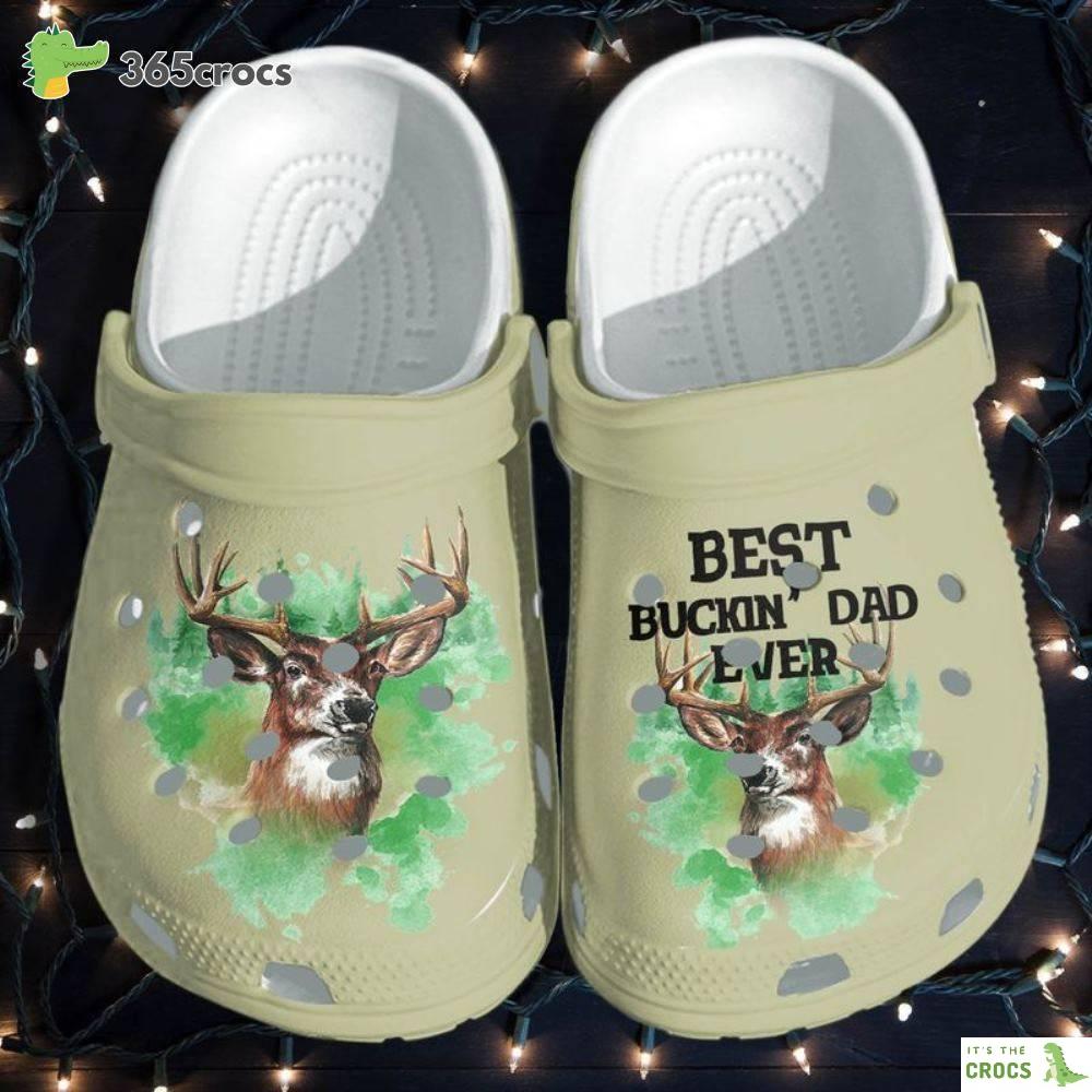 Best Buckin Dad Ever Deer Hunting Shoes Croc Camping Deer Hunter Awesome Crocs Clog Shoes