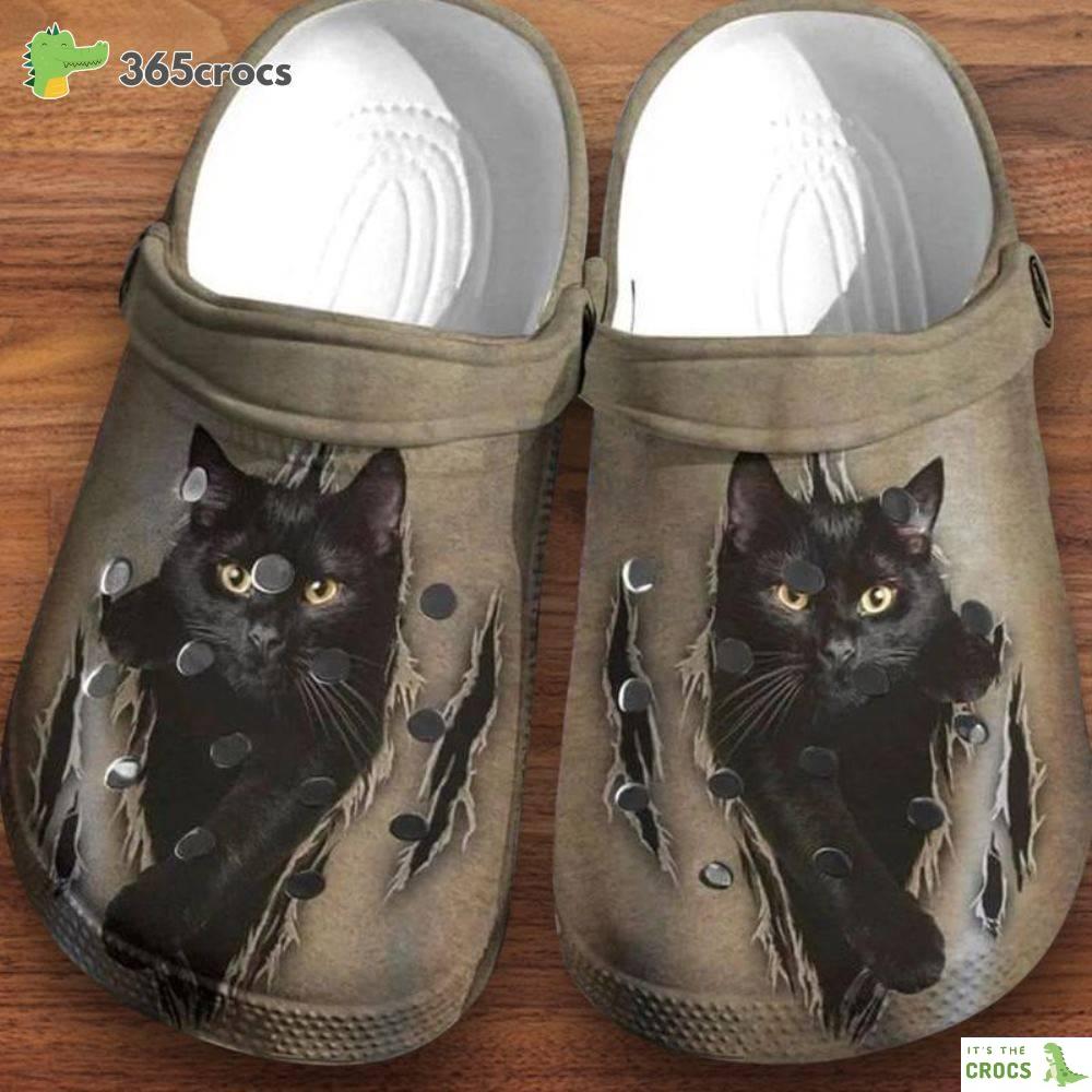 Black Cat Kitten Printed Sippers Cat Mom Cat Dad Black Cat Lovers Crocs Clog Shoes