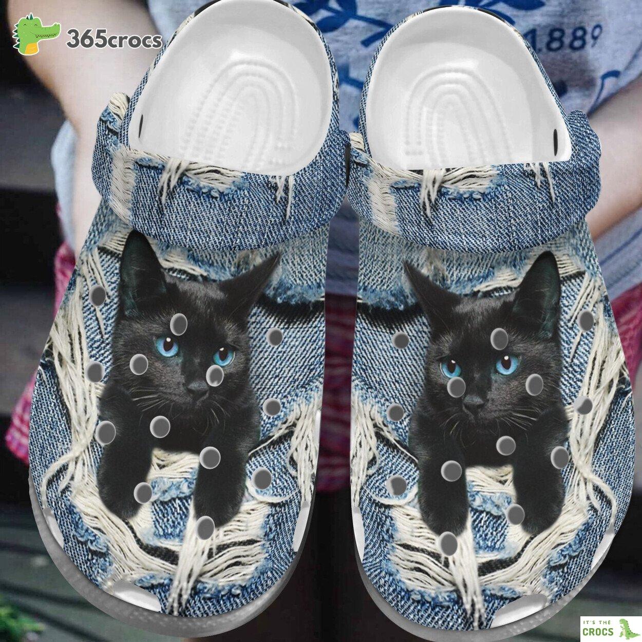 Black Cat Scratch Jean Shoes Little Animal Clog Birthday Gift