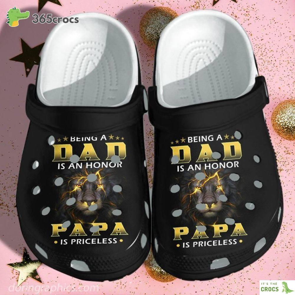 Black Lion Father Black King Shoes Dad Honor Papa Priceless Croc Jesus Crocs Clog Shoes