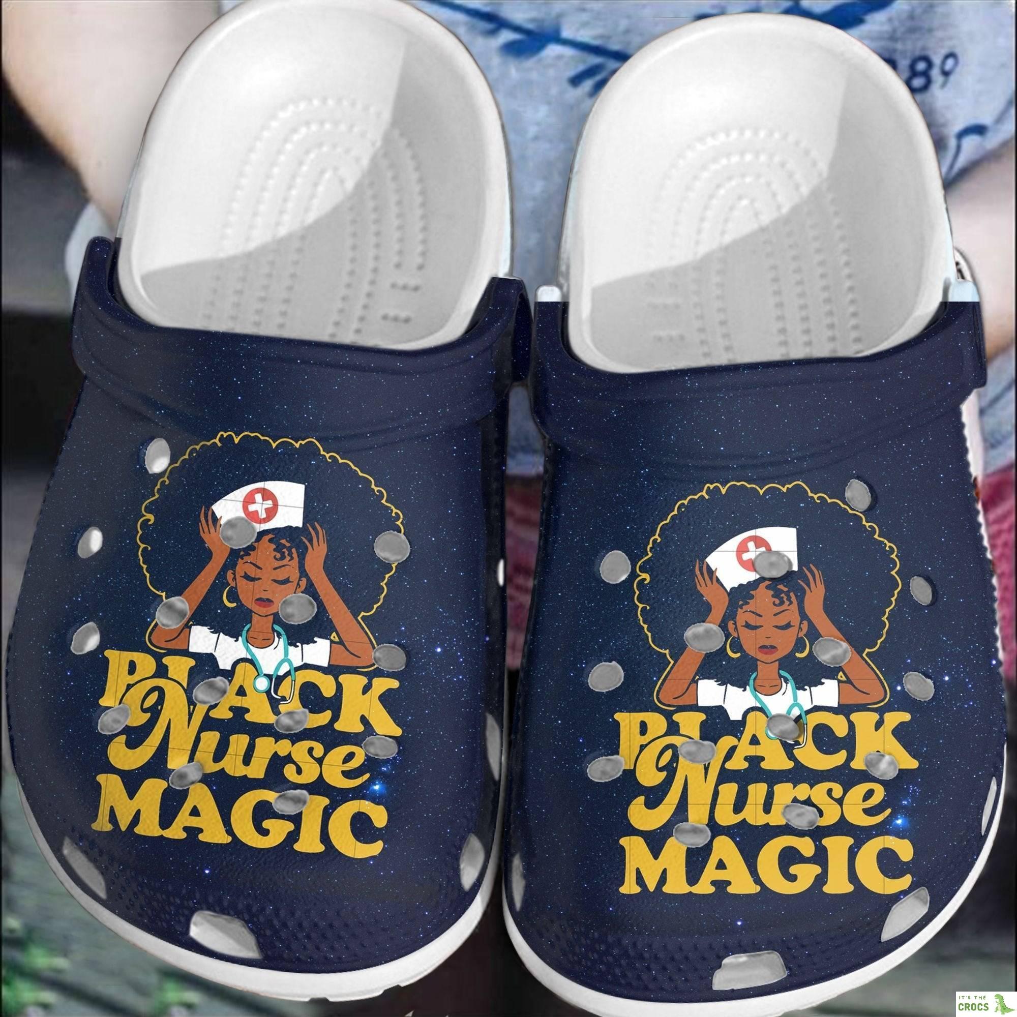 Black Nurse Magic Custom Crocs Clog Shoes – Little Nurse Outdoor Shoe Birthday Gift For Women Girl