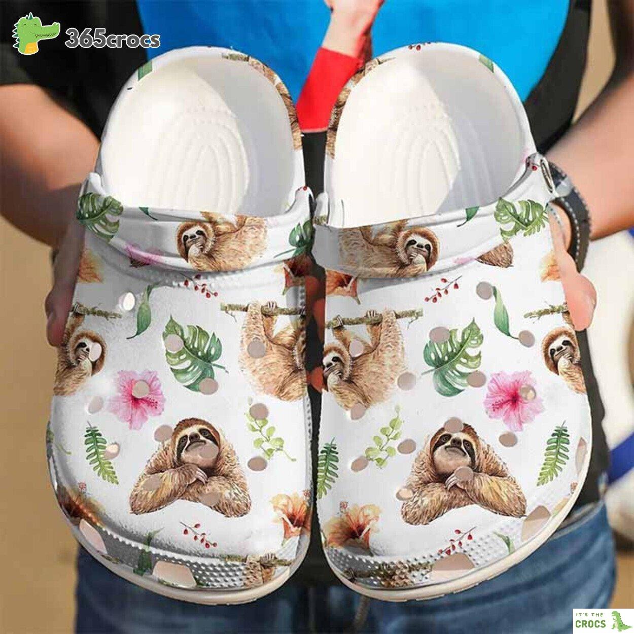 Blooming Sloth Clogs Shoes For Birthday Christmas Thanksgiving