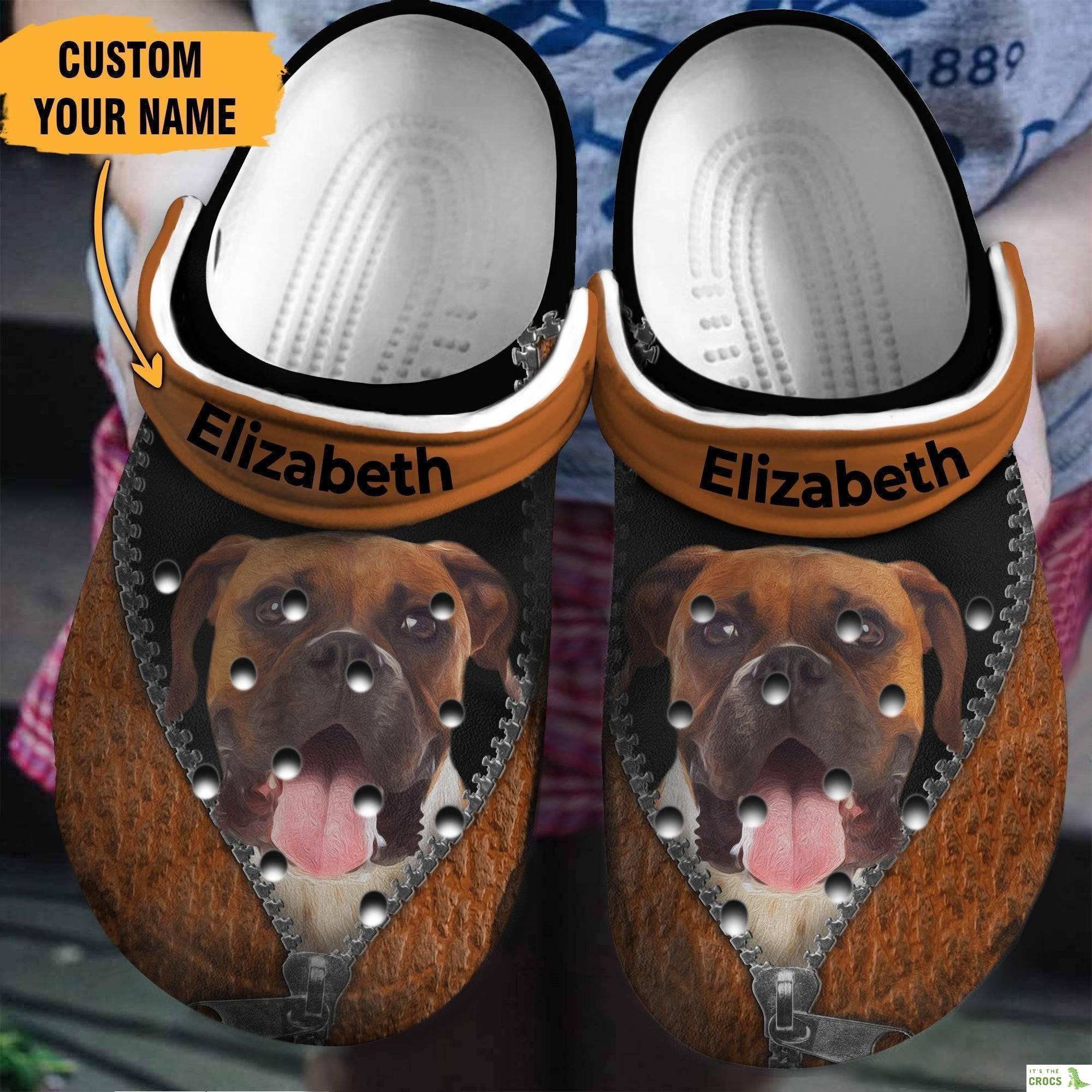 Boxer Brown In Zipper Personalized Crocs Shoes Clogs Gifts For Birthday Christmas