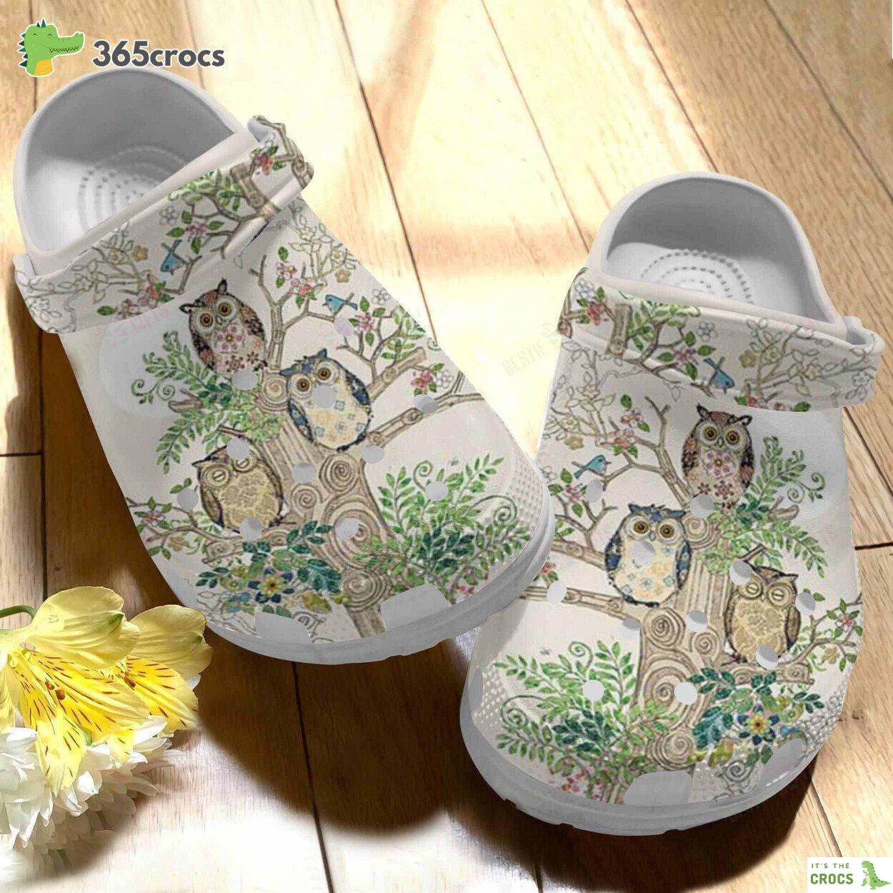 Cartoon Of Forest With Owls Clogs Shoes Gifts For Birthday Thanksgiving Christmas