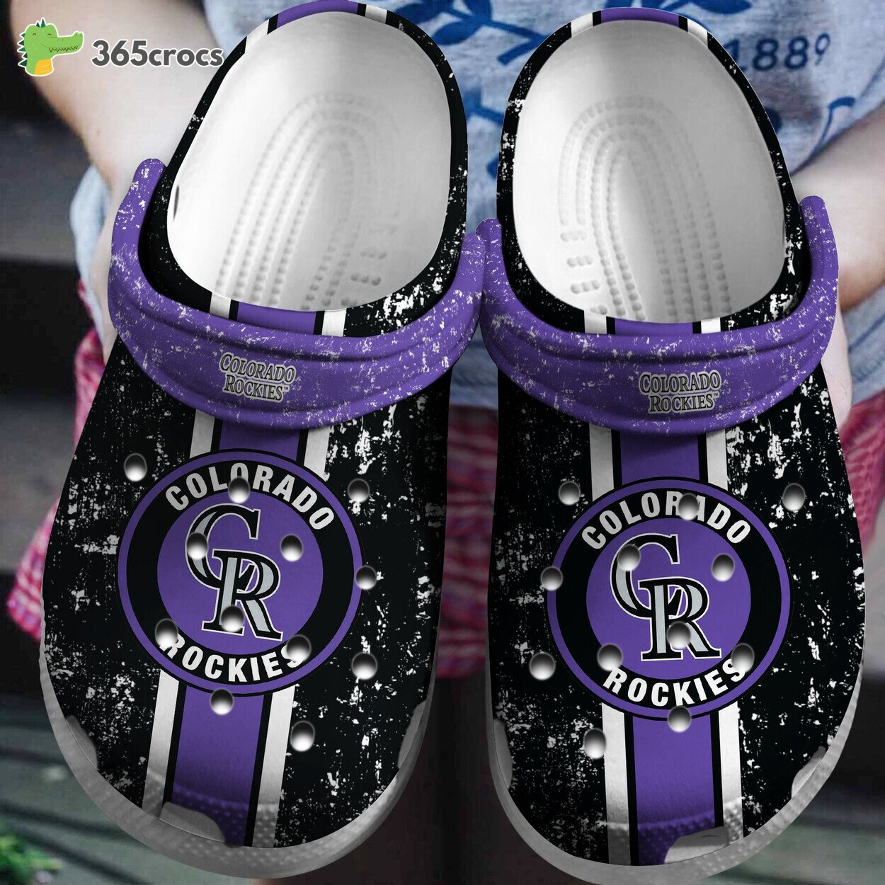 Celebrate Sports Rockies PurpleBlack Custom Name Comfort Clog Shoes