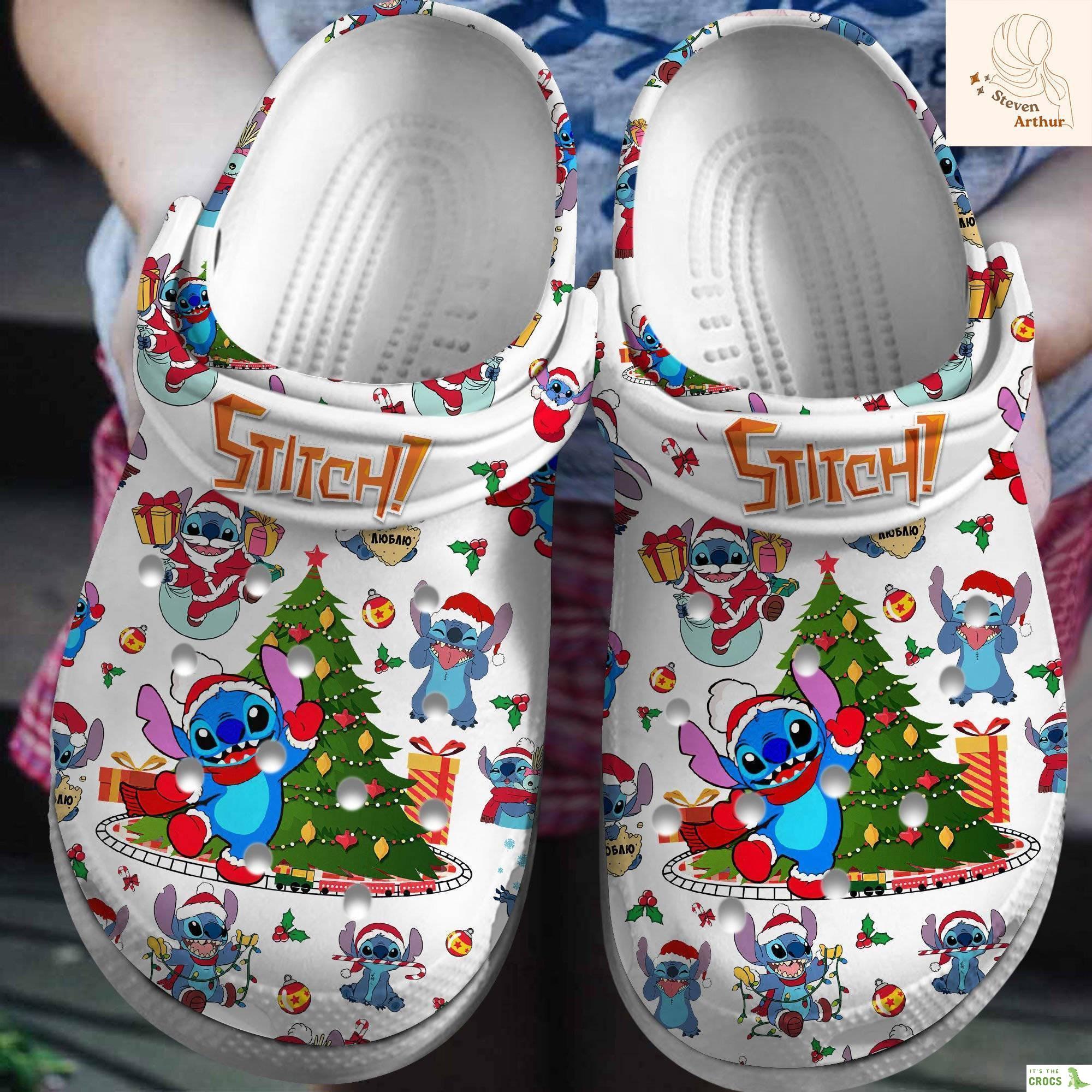 Christmas Stitch Cute Disney Cartoon Comfy Clogs Love Design