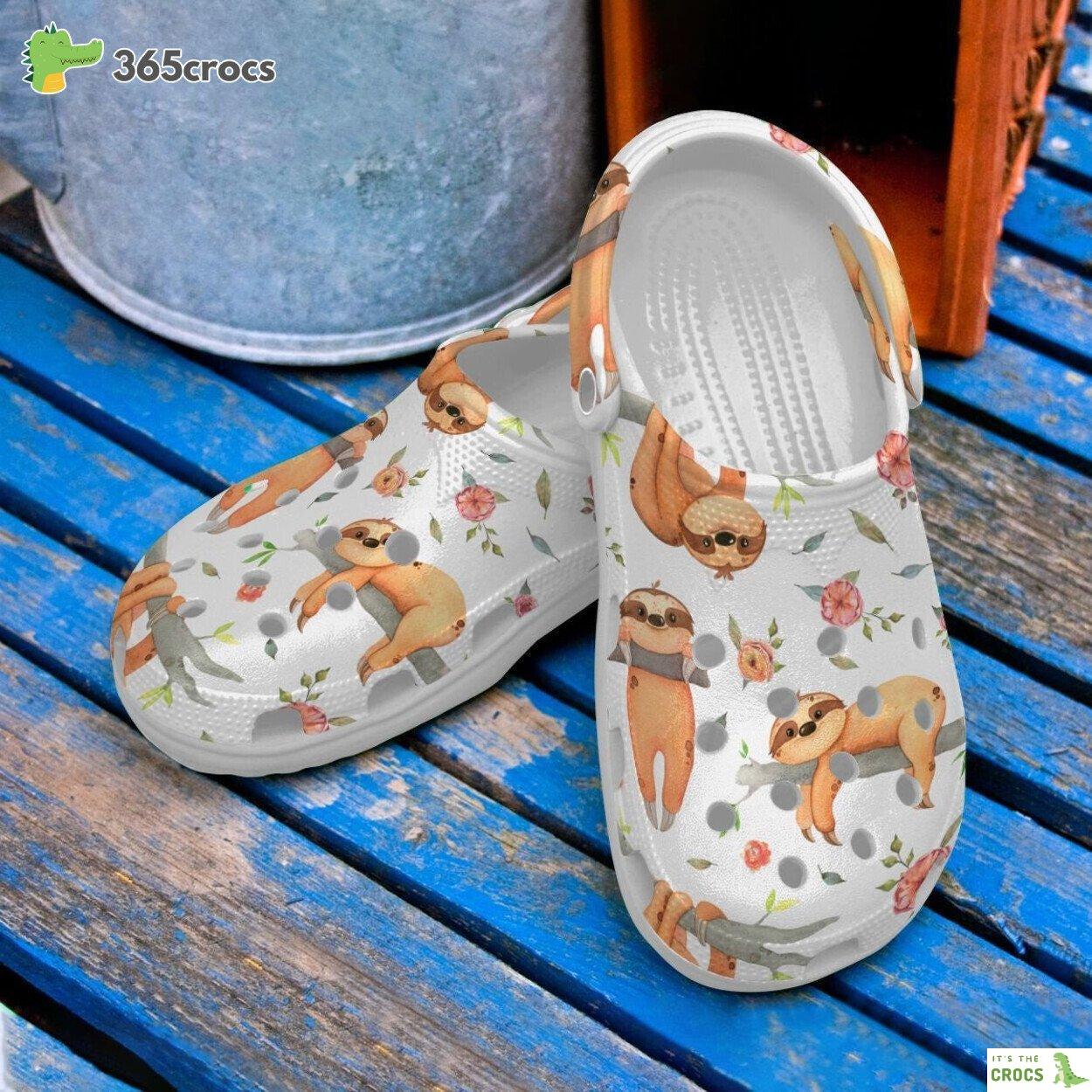 Cool Sloth Floral Clog Shoes Perfect Birthday Animal Love Tribute