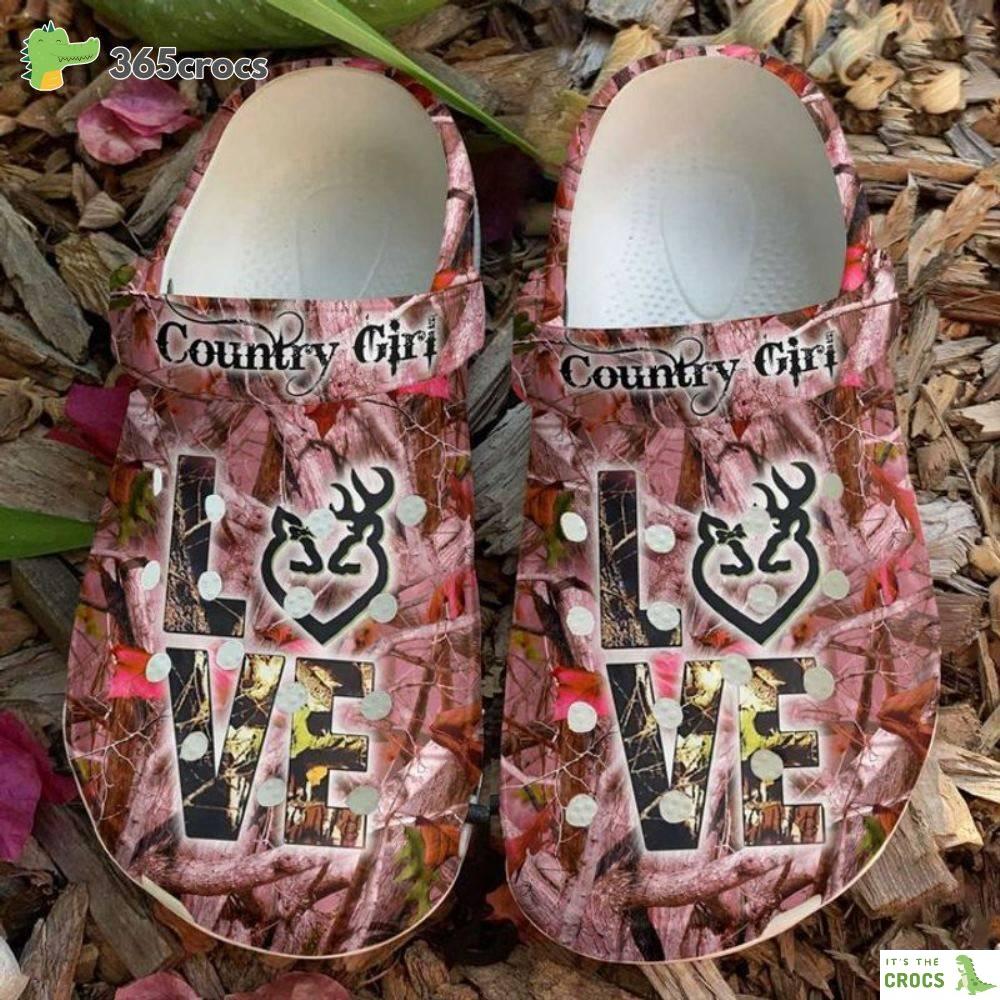 Country Girl Loves Reindeer Heart Valentine Day Gift Ideas Crocs Clog Shoes